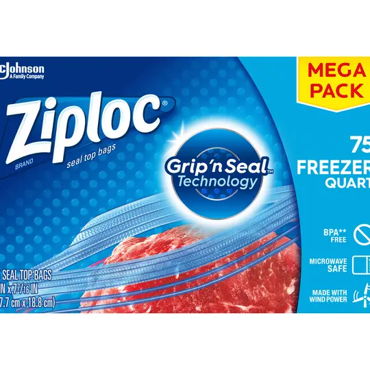 Ahorre en bolsas Ziploc Slider Stand & Fill para congelador de un cuarto de galón Haga su pedido en línea...